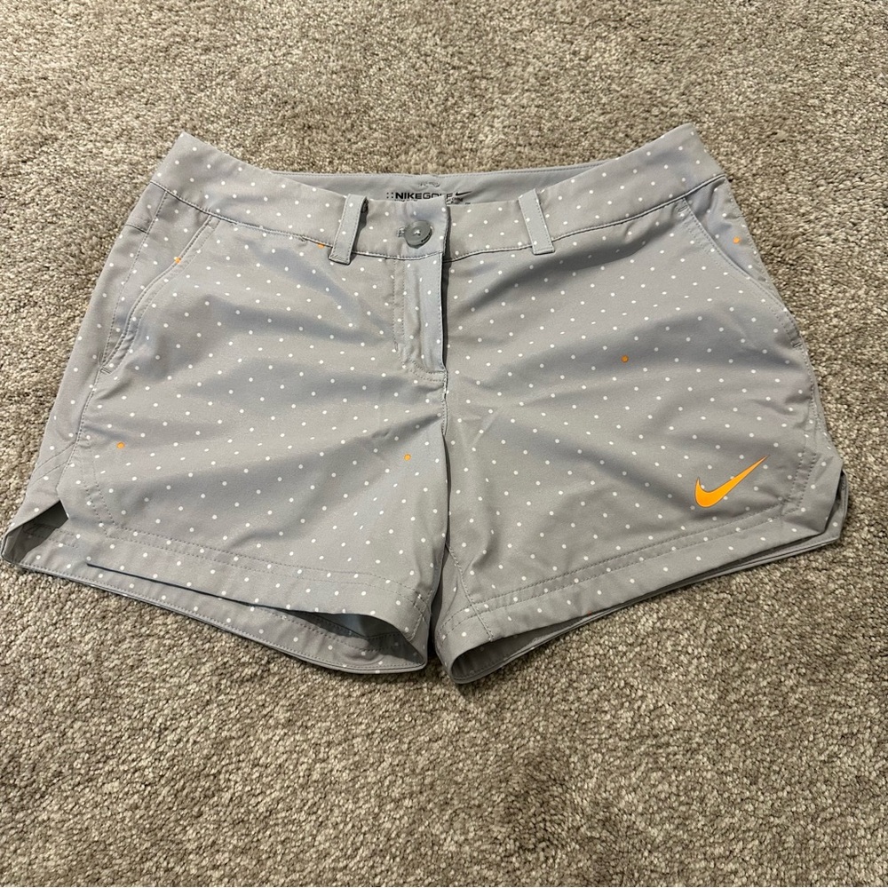 Nike Women's Grey Golf Shorts with Orange Accents